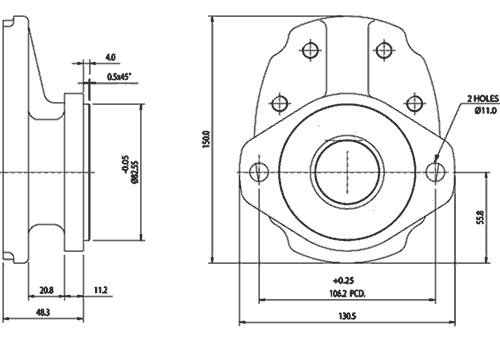 2P Series Gear Pumps Mounting Flange: Code-X