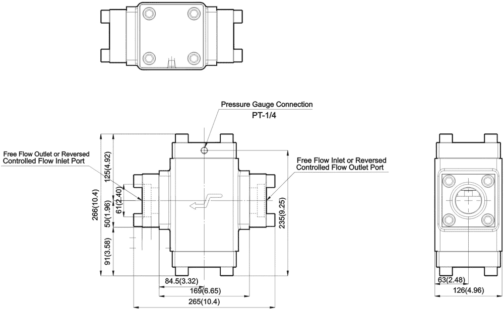 CPDF-16 Pilot Controlled check valves dimensions