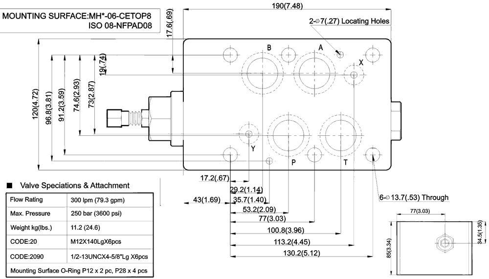 MHP-06 counterbalance valve CETOP8 ISO 08-NFPADO8