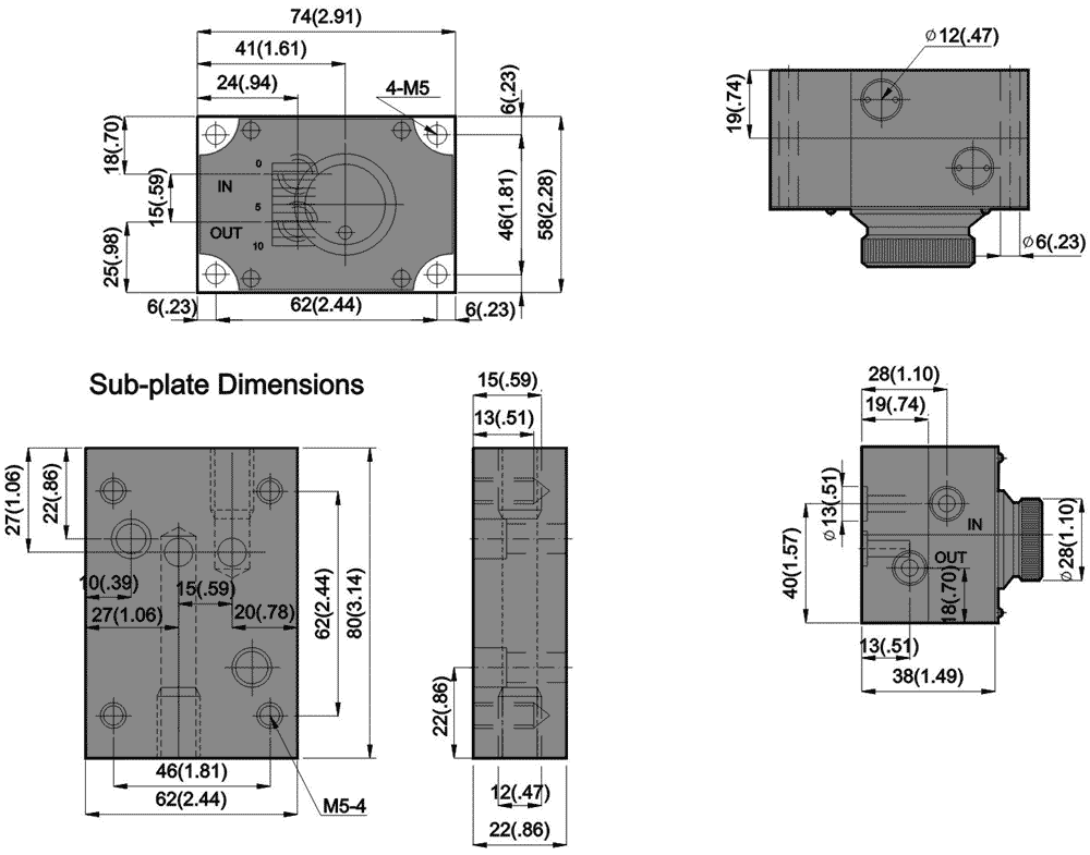 G02-***-02B flow control with check valves single stage dimensions