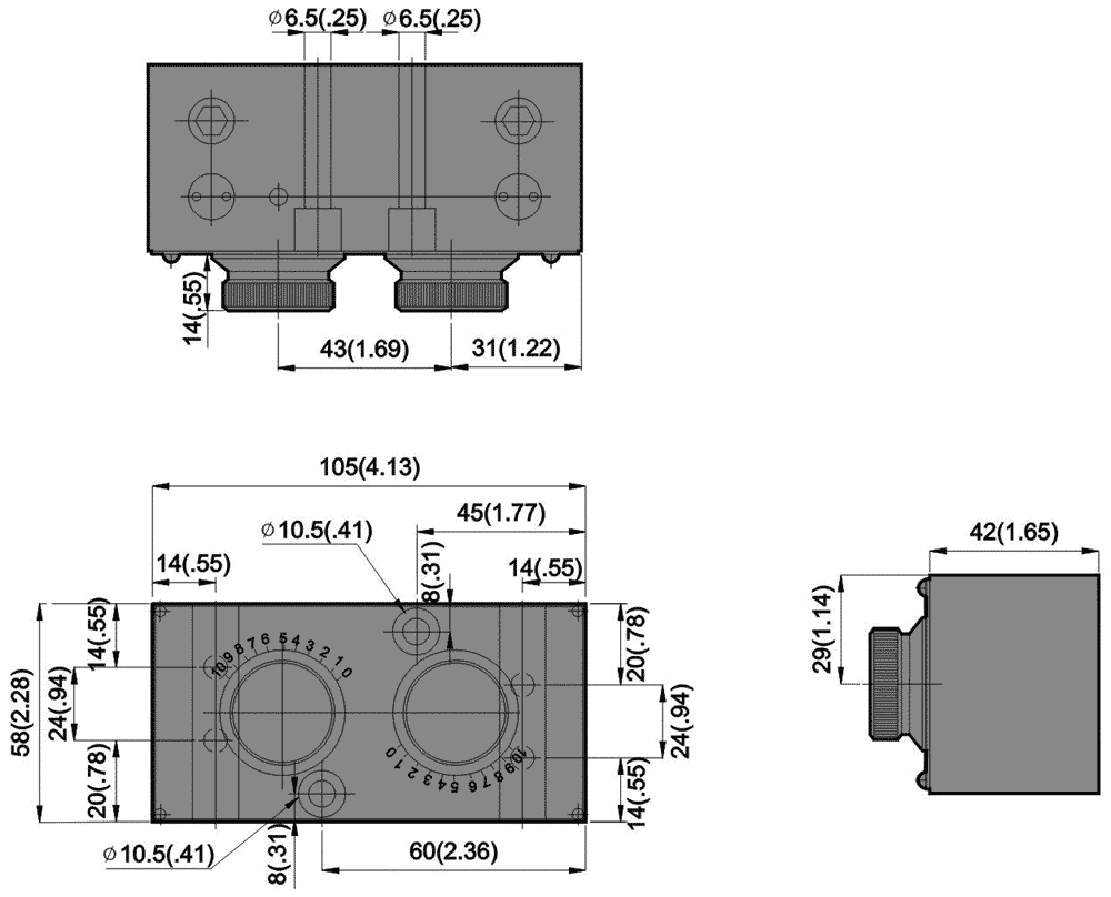 G-02-***-02B2 flow control with check valves two stage dimensions