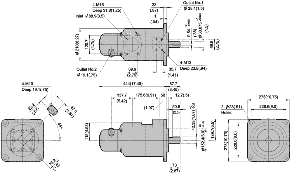 IVPQ41 Flange Mounting: Dimensions